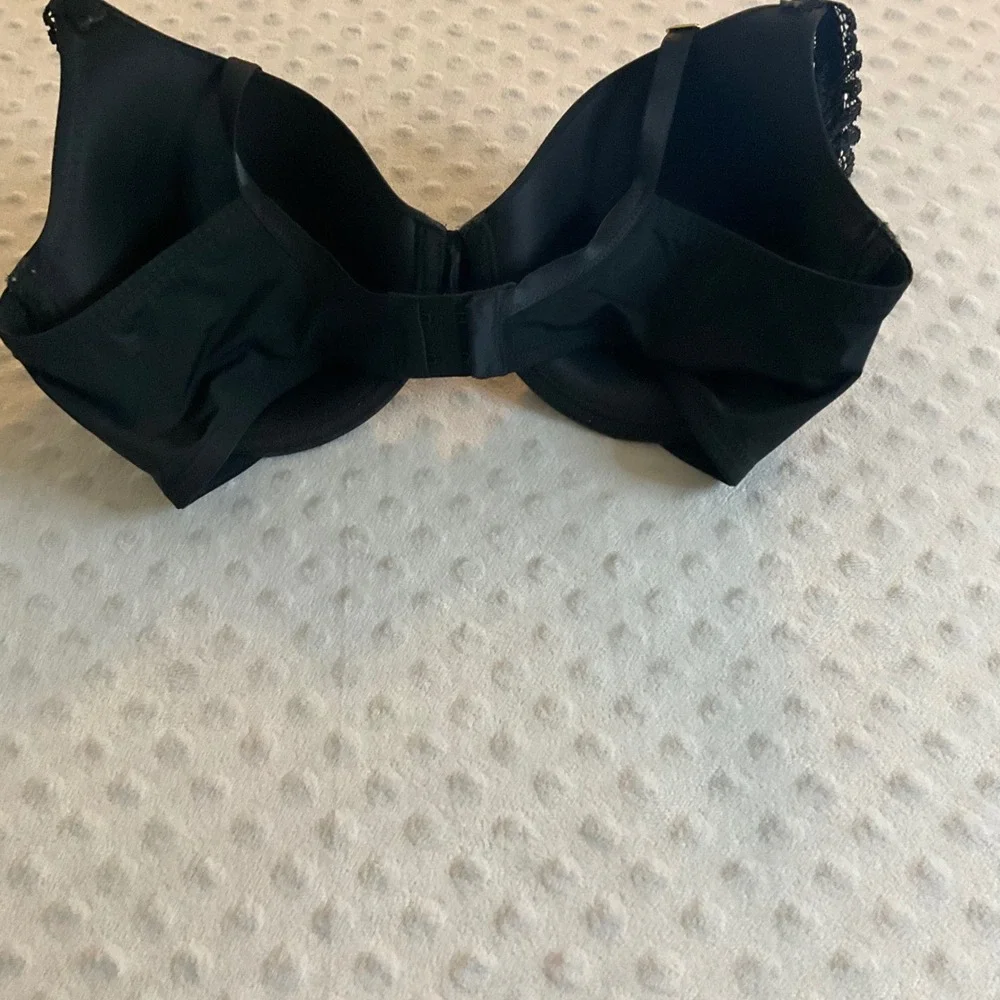 Natori T-Shirt Bra Women 34DD Black Lace Trim Strap Molded Cup Underwire